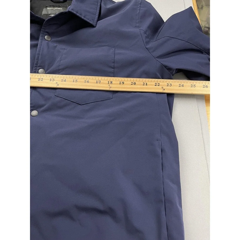Banana Republic Shirt Jacket‎ Mens Medium Navy Blue Lightweight Coat Tech Motion